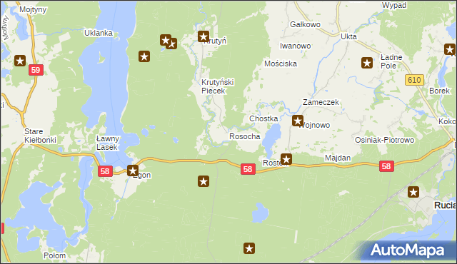 mapa Rosocha gmina Piecki, Rosocha gmina Piecki na mapie Targeo