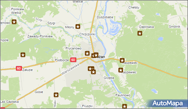 mapa Różan, Różan na mapie Targeo