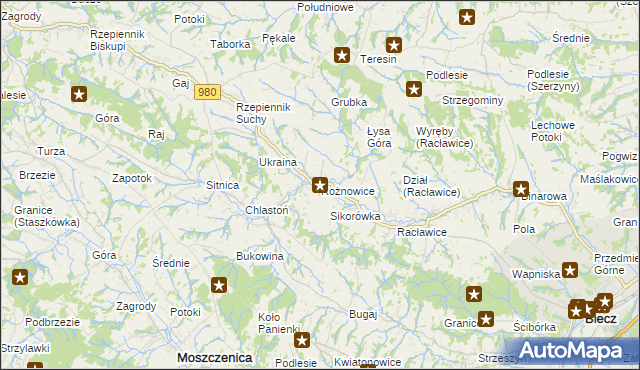 mapa Rożnowice gmina Biecz, Rożnowice gmina Biecz na mapie Targeo