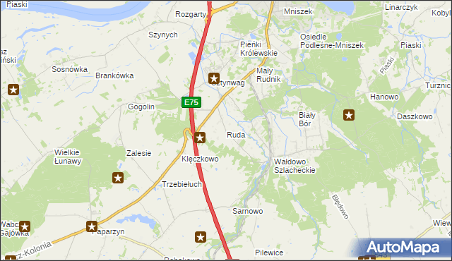 mapa Ruda gmina Grudziądz, Ruda gmina Grudziądz na mapie Targeo