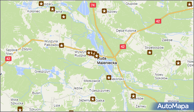 mapa Ruda Maleniecka, Ruda Maleniecka na mapie Targeo