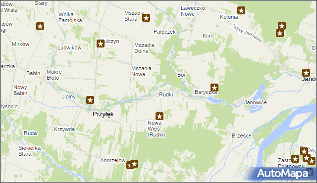 mapa Rudki gmina Przyłęk, Rudki gmina Przyłęk na mapie Targeo