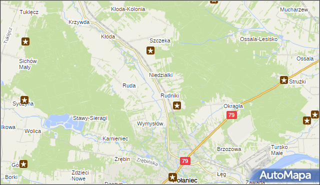 mapa Rudniki gmina Połaniec, Rudniki gmina Połaniec na mapie Targeo