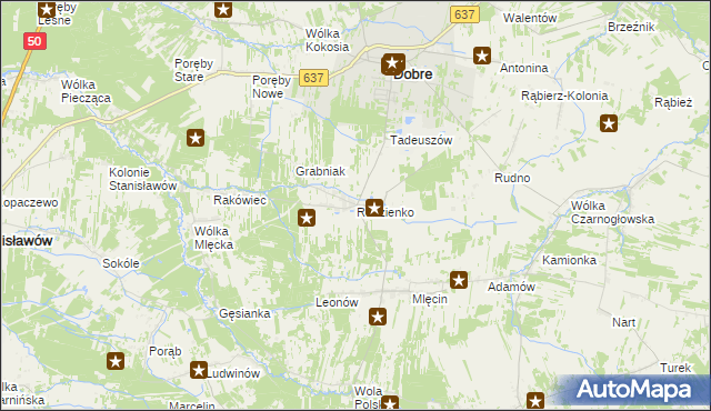 mapa Rudzienko gmina Dobre, Rudzienko gmina Dobre na mapie Targeo