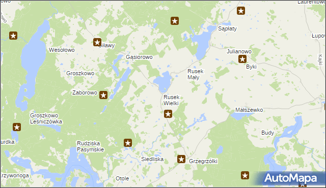 mapa Rusek Wielki, Rusek Wielki na mapie Targeo