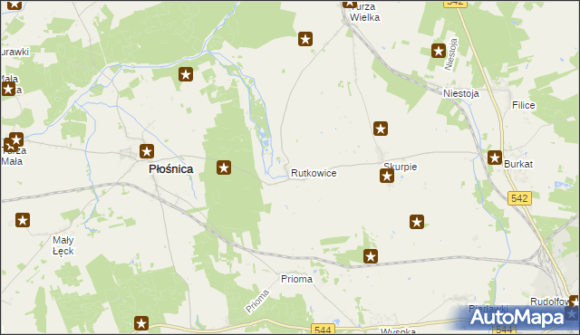 mapa Rutkowice gmina Płośnica, Rutkowice gmina Płośnica na mapie Targeo