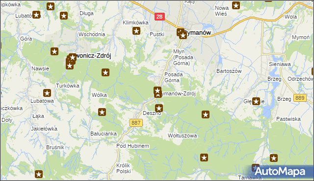 mapa Rymanów-Zdrój, Rymanów-Zdrój na mapie Targeo