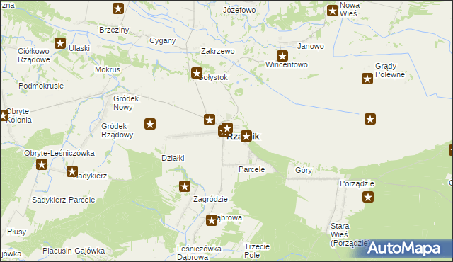 mapa Rząśnik powiat wyszkowski, Rząśnik powiat wyszkowski na mapie Targeo