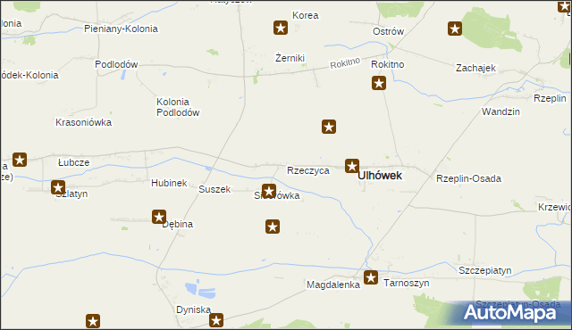 mapa Rzeczyca gmina Ulhówek, Rzeczyca gmina Ulhówek na mapie Targeo