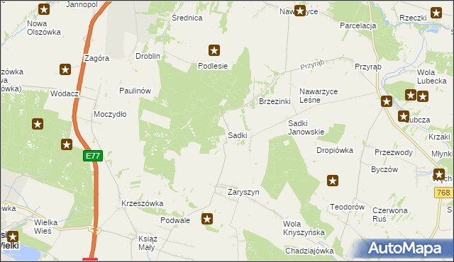 mapa Sadki gmina Wodzisław, Sadki gmina Wodzisław na mapie Targeo