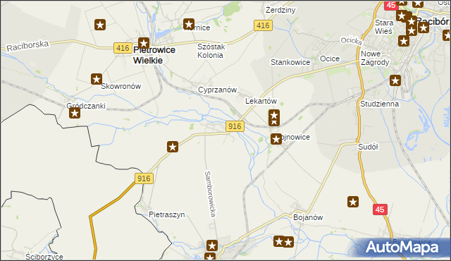 mapa Samborowice gmina Pietrowice Wielkie, Samborowice gmina Pietrowice Wielkie na mapie Targeo