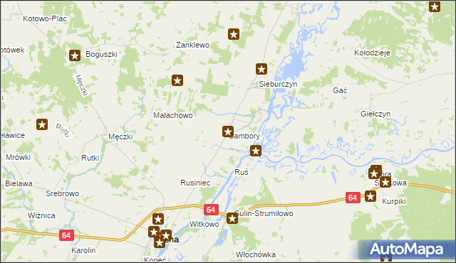 mapa Sambory, Sambory na mapie Targeo