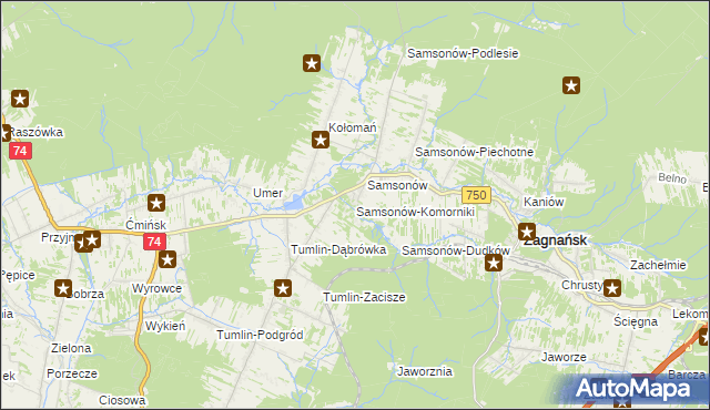 mapa Samsonów-Komorniki, Samsonów-Komorniki na mapie Targeo