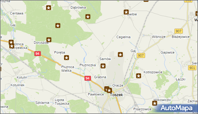 mapa Sarnów gmina Toszek, Sarnów gmina Toszek na mapie Targeo