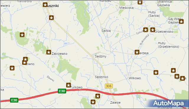 mapa Sędziny, Sędziny na mapie Targeo