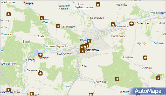 mapa Sędziszów, Sędziszów na mapie Targeo