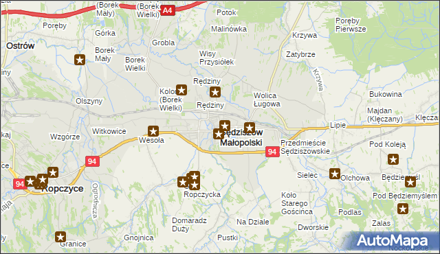 mapa Sędziszów Małopolski, Sędziszów Małopolski na mapie Targeo