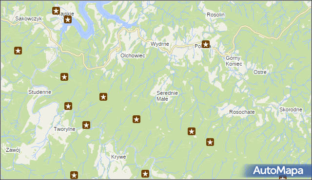 mapa Serednie Małe, Serednie Małe na mapie Targeo