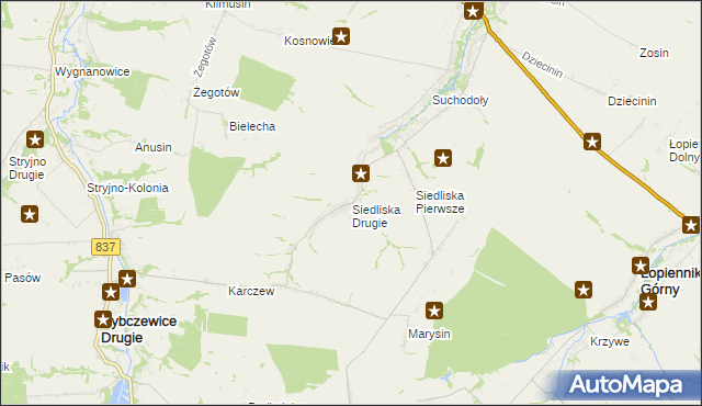 mapa Siedliska Drugie, Siedliska Drugie na mapie Targeo
