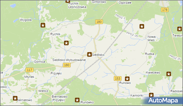mapa Siedlisko gmina Trzcianka, Siedlisko gmina Trzcianka na mapie Targeo