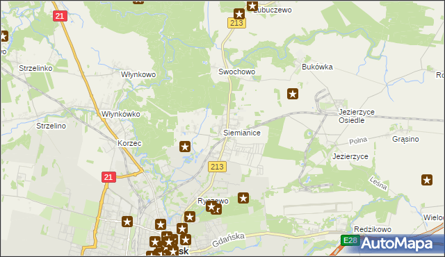 mapa Siemianice gmina Słupsk, Siemianice gmina Słupsk na mapie Targeo