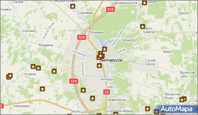 mapa Siemiatycze, Siemiatycze na mapie Targeo