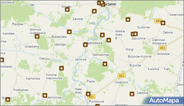 mapa Siemiechów gmina Widawa, Siemiechów gmina Widawa na mapie Targeo