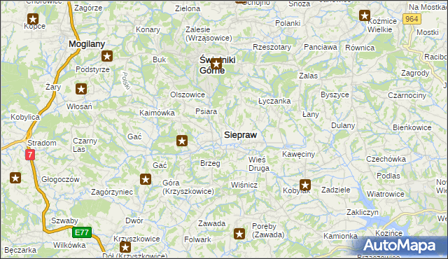 mapa Siepraw, Siepraw na mapie Targeo