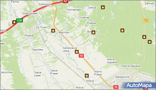 mapa Sierakowice Prawe, Sierakowice Prawe na mapie Targeo