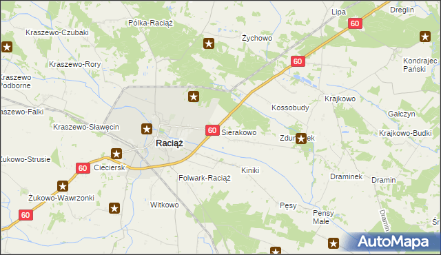 mapa Sierakowo gmina Raciąż, Sierakowo gmina Raciąż na mapie Targeo
