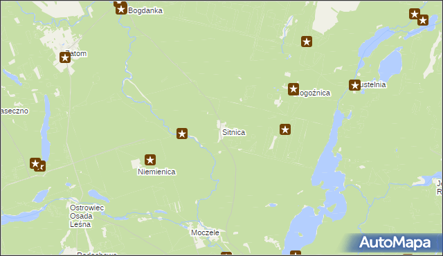 mapa Sitnica gmina Dobiegniew, Sitnica gmina Dobiegniew na mapie Targeo