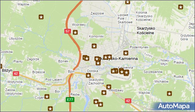 mapa Skarżysko-Kamienna, Skarżysko-Kamienna na mapie Targeo