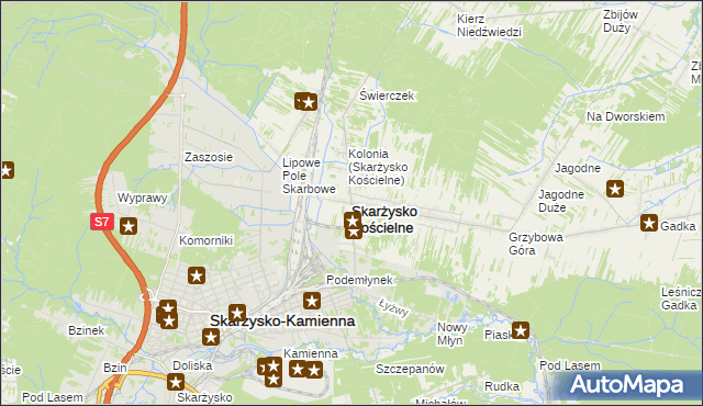 mapa Skarżysko Kościelne, Skarżysko Kościelne na mapie Targeo