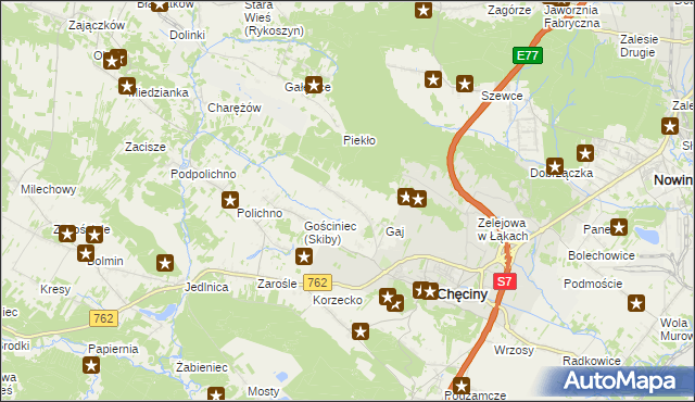mapa Skiby gmina Chęciny, Skiby gmina Chęciny na mapie Targeo