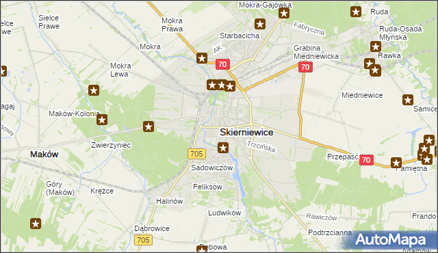 mapa Skierniewic, Skierniewice na mapie Targeo