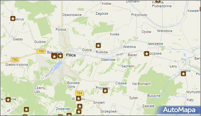 mapa Sławniów, Sławniów na mapie Targeo