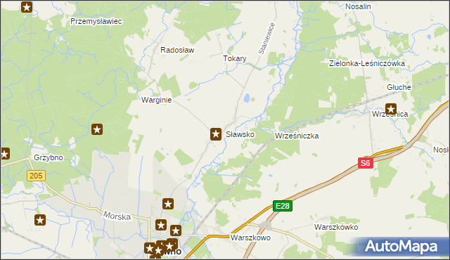 mapa Sławsko, Sławsko na mapie Targeo