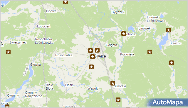 mapa Śliwice powiat tucholski, Śliwice powiat tucholski na mapie Targeo