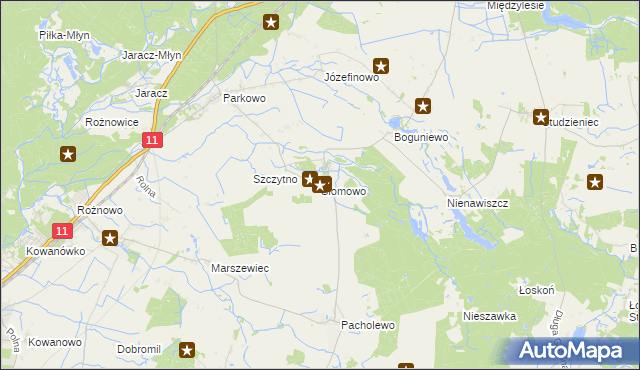 mapa Słomowo gmina Rogoźno, Słomowo gmina Rogoźno na mapie Targeo