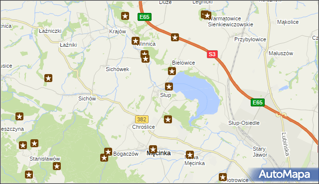mapa Słup gmina Męcinka, Słup gmina Męcinka na mapie Targeo