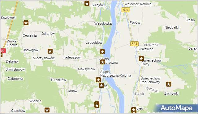 mapa Słupia Nadbrzeżna, Słupia Nadbrzeżna na mapie Targeo