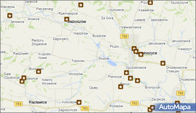 mapa Słupów, Słupów na mapie Targeo