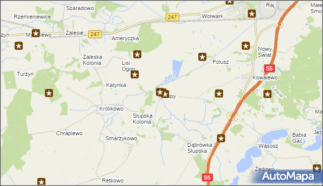 mapa Słupy gmina Szubin, Słupy gmina Szubin na mapie Targeo