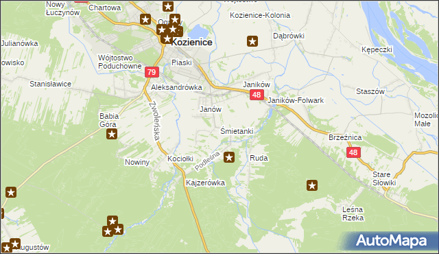 mapa Śmietanki, Śmietanki na mapie Targeo