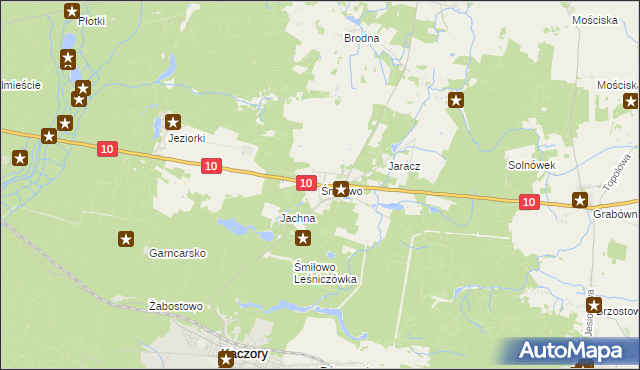 mapa Śmiłowo gmina Kaczory, Śmiłowo gmina Kaczory na mapie Targeo