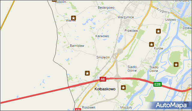 mapa Smolęcin gmina Kołbaskowo, Smolęcin gmina Kołbaskowo na mapie Targeo