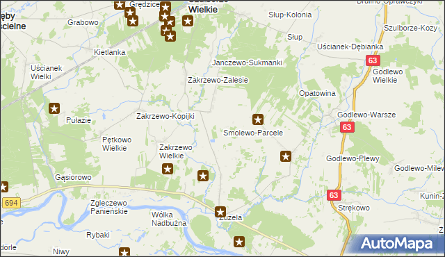 mapa Smolewo-Parcele, Smolewo-Parcele na mapie Targeo