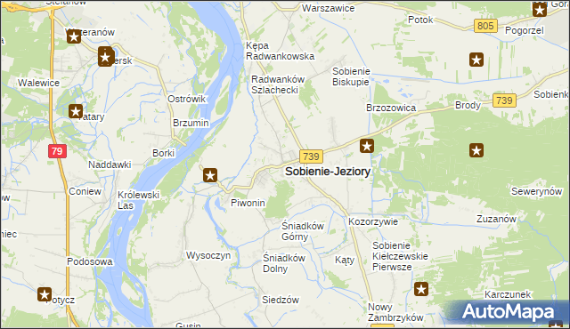 mapa Sobienie-Jeziory, Sobienie-Jeziory na mapie Targeo
