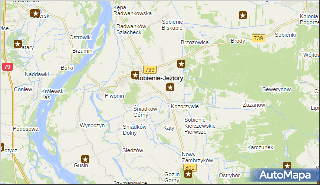 mapa Sobienie Kiełczewskie Drugie, Sobienie Kiełczewskie Drugie na mapie Targeo