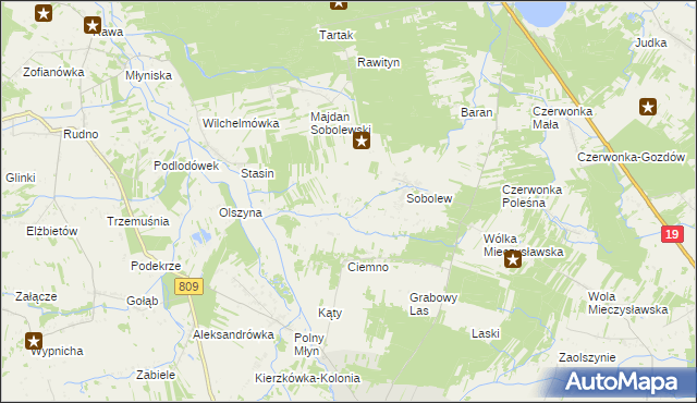 mapa Sobolew-Kolonia, Sobolew-Kolonia na mapie Targeo